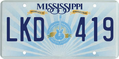 MS license plate LKD419