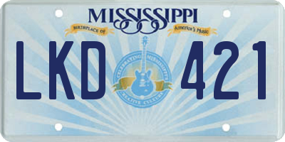 MS license plate LKD421