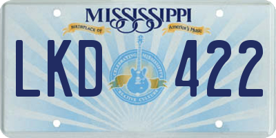 MS license plate LKD422
