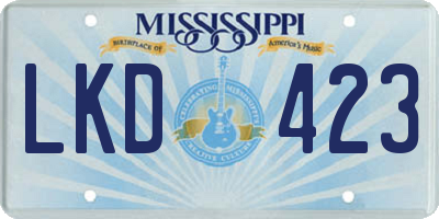 MS license plate LKD423