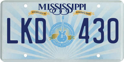 MS license plate LKD430