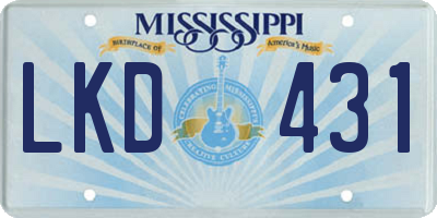 MS license plate LKD431