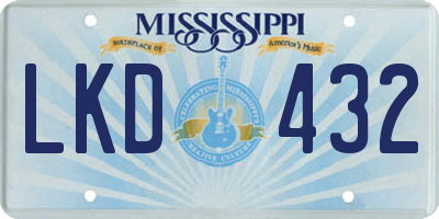 MS license plate LKD432