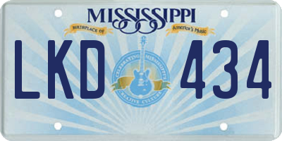 MS license plate LKD434