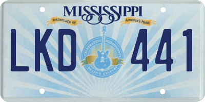 MS license plate LKD441