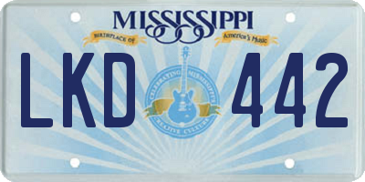 MS license plate LKD442