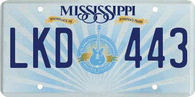 MS license plate LKD443