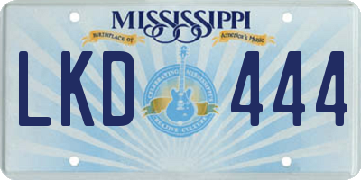 MS license plate LKD444