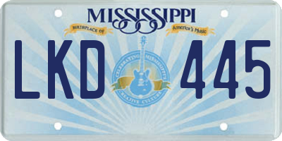 MS license plate LKD445