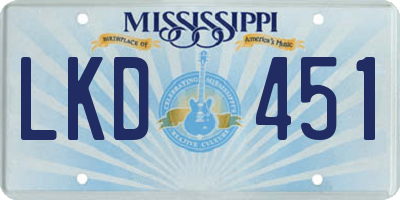 MS license plate LKD451