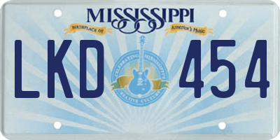 MS license plate LKD454
