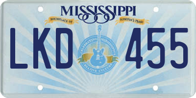MS license plate LKD455