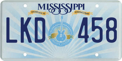 MS license plate LKD458