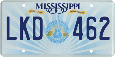 MS license plate LKD462