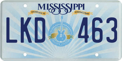 MS license plate LKD463