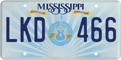 MS license plate LKD466