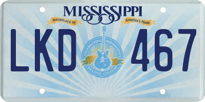 MS license plate LKD467