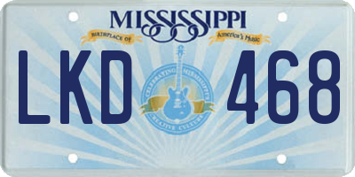MS license plate LKD468