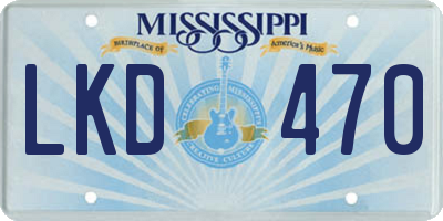 MS license plate LKD470