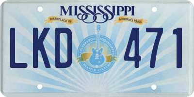 MS license plate LKD471