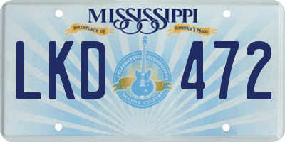 MS license plate LKD472