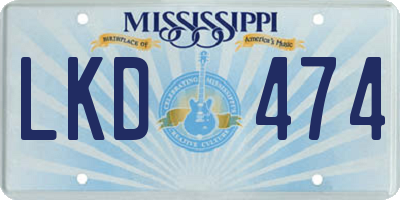 MS license plate LKD474