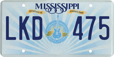 MS license plate LKD475