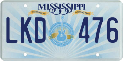 MS license plate LKD476