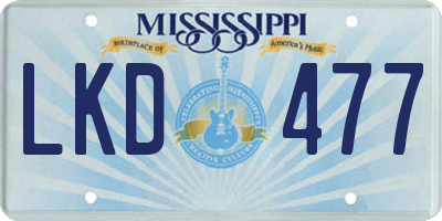 MS license plate LKD477