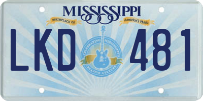 MS license plate LKD481