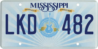 MS license plate LKD482