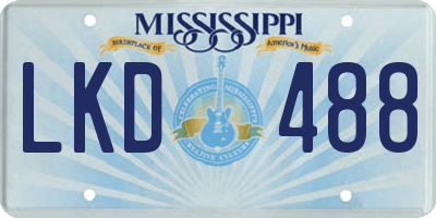 MS license plate LKD488