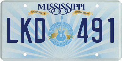 MS license plate LKD491