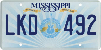 MS license plate LKD492