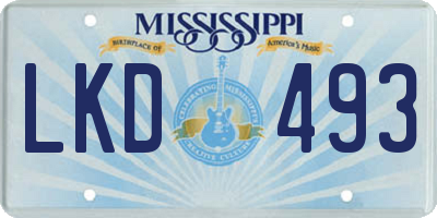 MS license plate LKD493