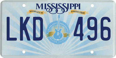 MS license plate LKD496