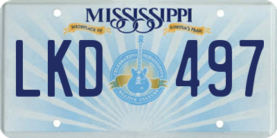 MS license plate LKD497
