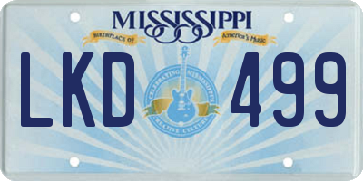 MS license plate LKD499