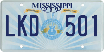 MS license plate LKD501
