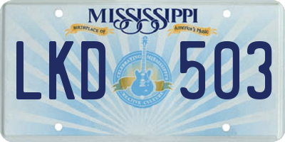 MS license plate LKD503