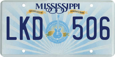 MS license plate LKD506