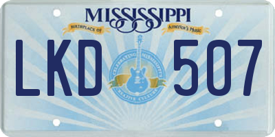 MS license plate LKD507