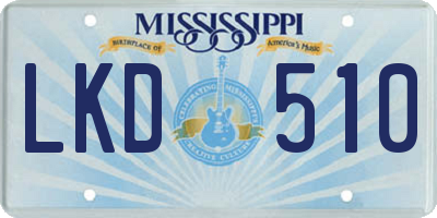 MS license plate LKD510