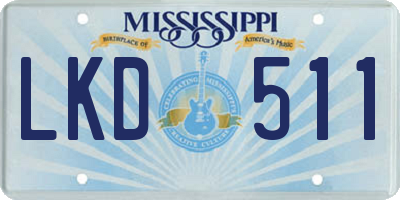 MS license plate LKD511