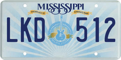 MS license plate LKD512