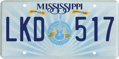 MS license plate LKD517