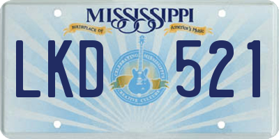 MS license plate LKD521