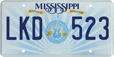 MS license plate LKD523