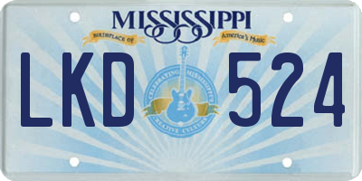 MS license plate LKD524