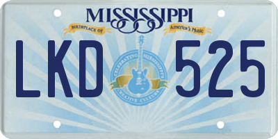 MS license plate LKD525
